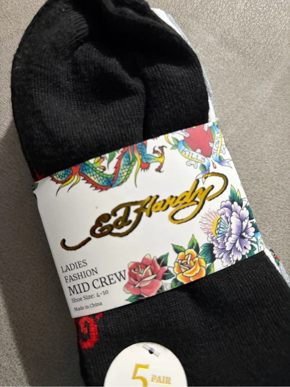 Black Floral Embroidered Crew Socks - Ladies Fashion